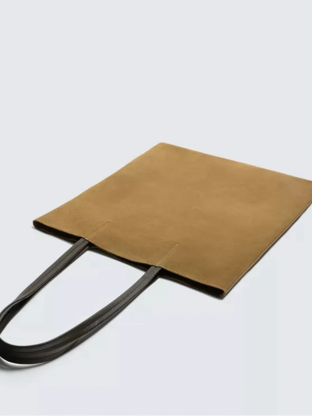 Zara BNWT Cowhide Leather With a Split Suede Finish Shopper Bag Tobacco Brown